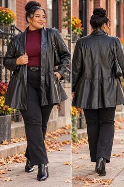Venezia Lane Bryant Black Leather Jacket Womens 18/20 Vintage 90s Plus Size